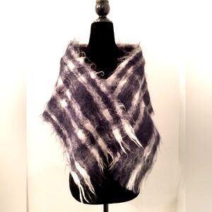 Mohair Navy & White Plaid Scarf-Stole